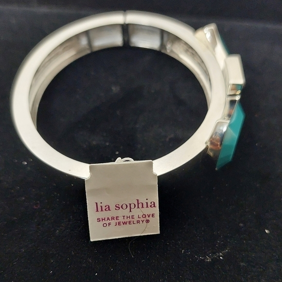 Lia Sophia "Pretty Perfect" Silver-tone Bracelet with Teal Enamel & Crystal Bow - Picture 6 of 8